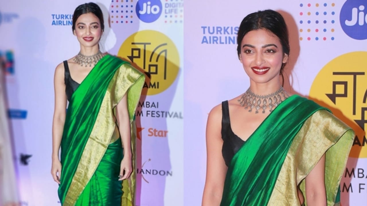 radhika apte can make any solid saree look chic and voguish take a look