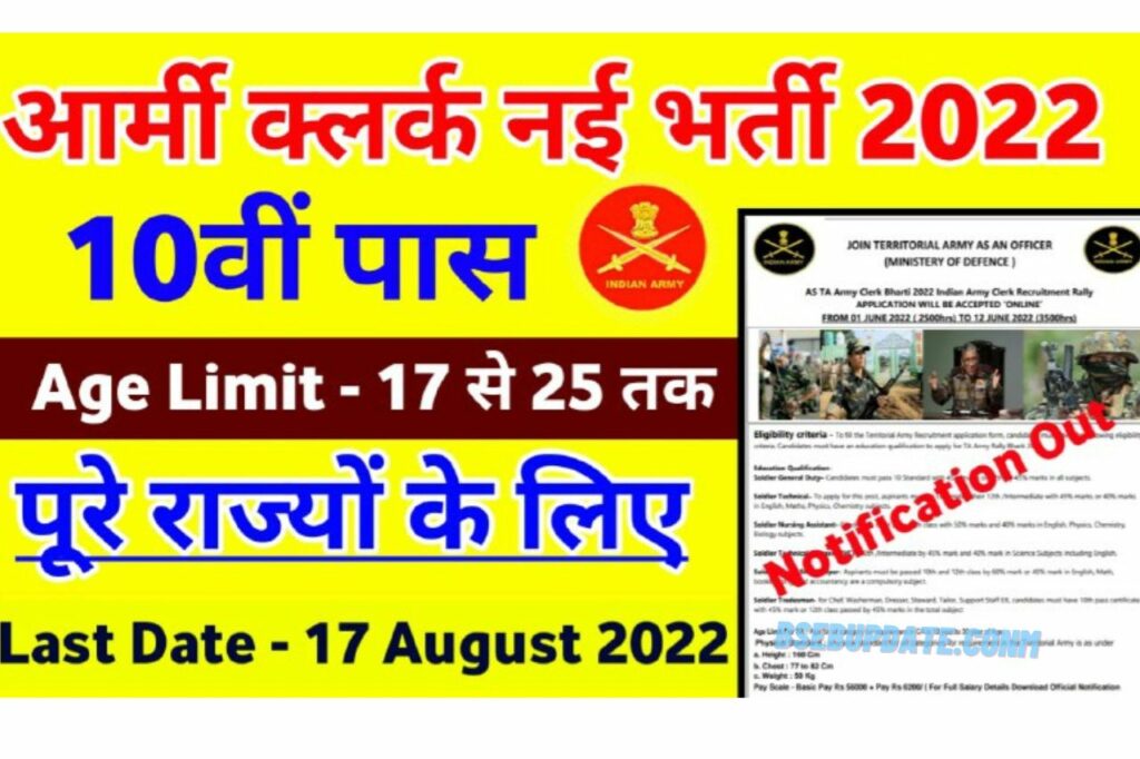 Indian Army Clerk New Vacancy 2022 : Apply Online Form 2200 Post Notification out 2022