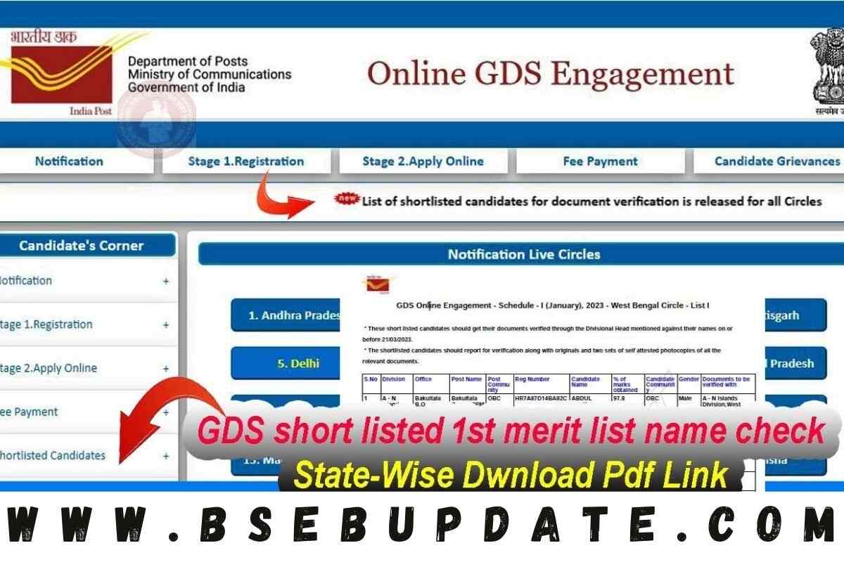 Gds State Wise Merit List Pdf Download