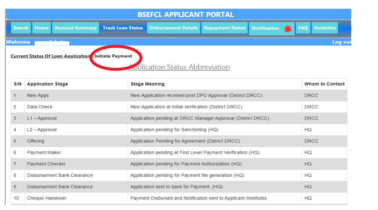 BSCC Application Payment Status Chack