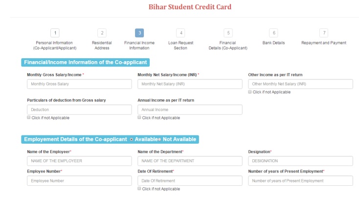 Bihar Student Credit Card Online Apply Financial Information