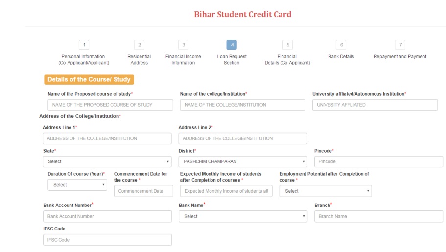 Bihar Student Credit Card Online Apply Loan Requirment Sesion Details