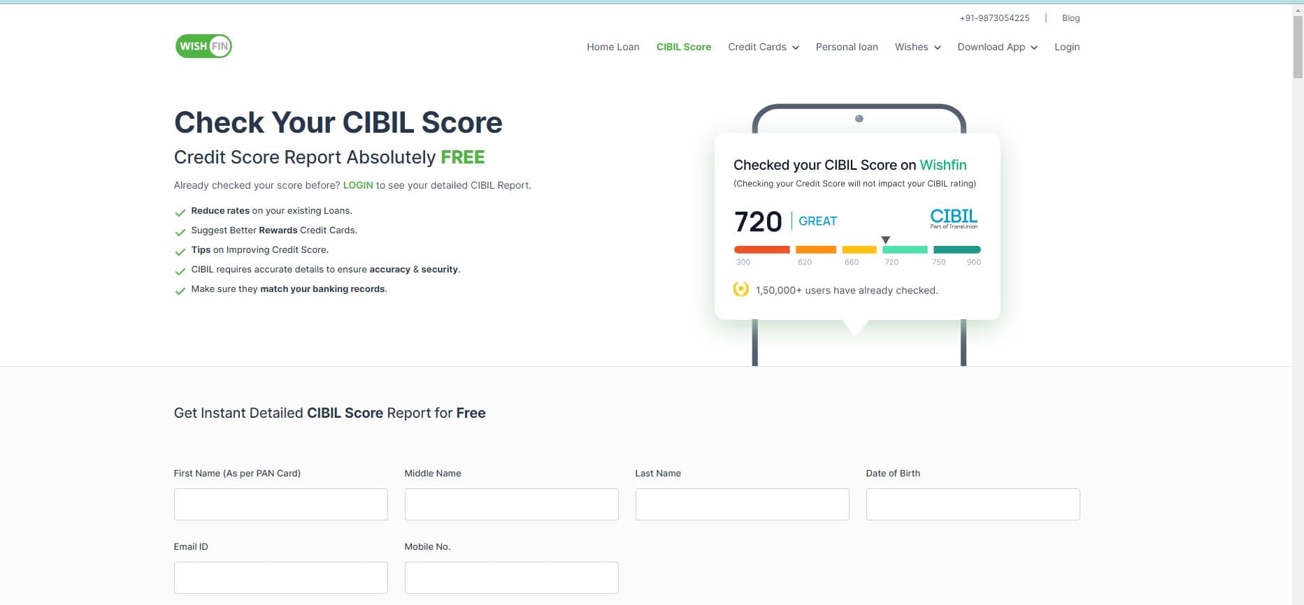 wishfin.com se CIBIL Score Check Link