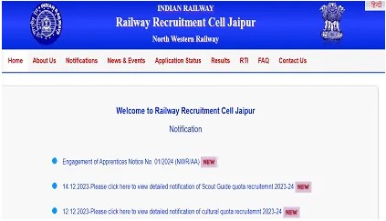 NWR RRC Jaipur Apprentices Online Form 2024